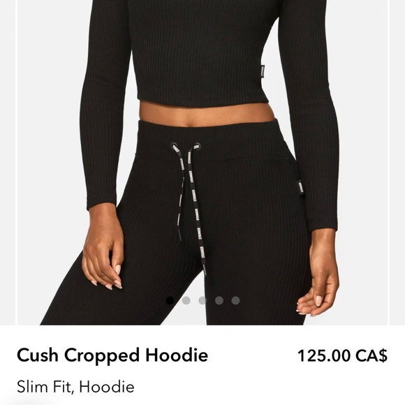 Stronger from Sweden cropped black Cush hoodie ribbed size L $125+ tax - Picture 2 of 7